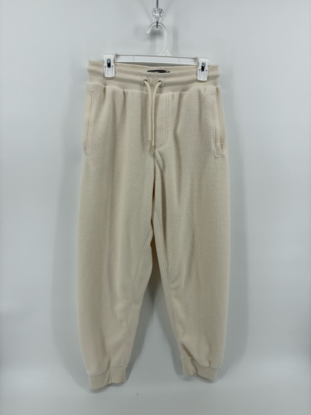 Men's Cream Fleece Jogger Pants - Cozy Drawstring Sweatpants West49